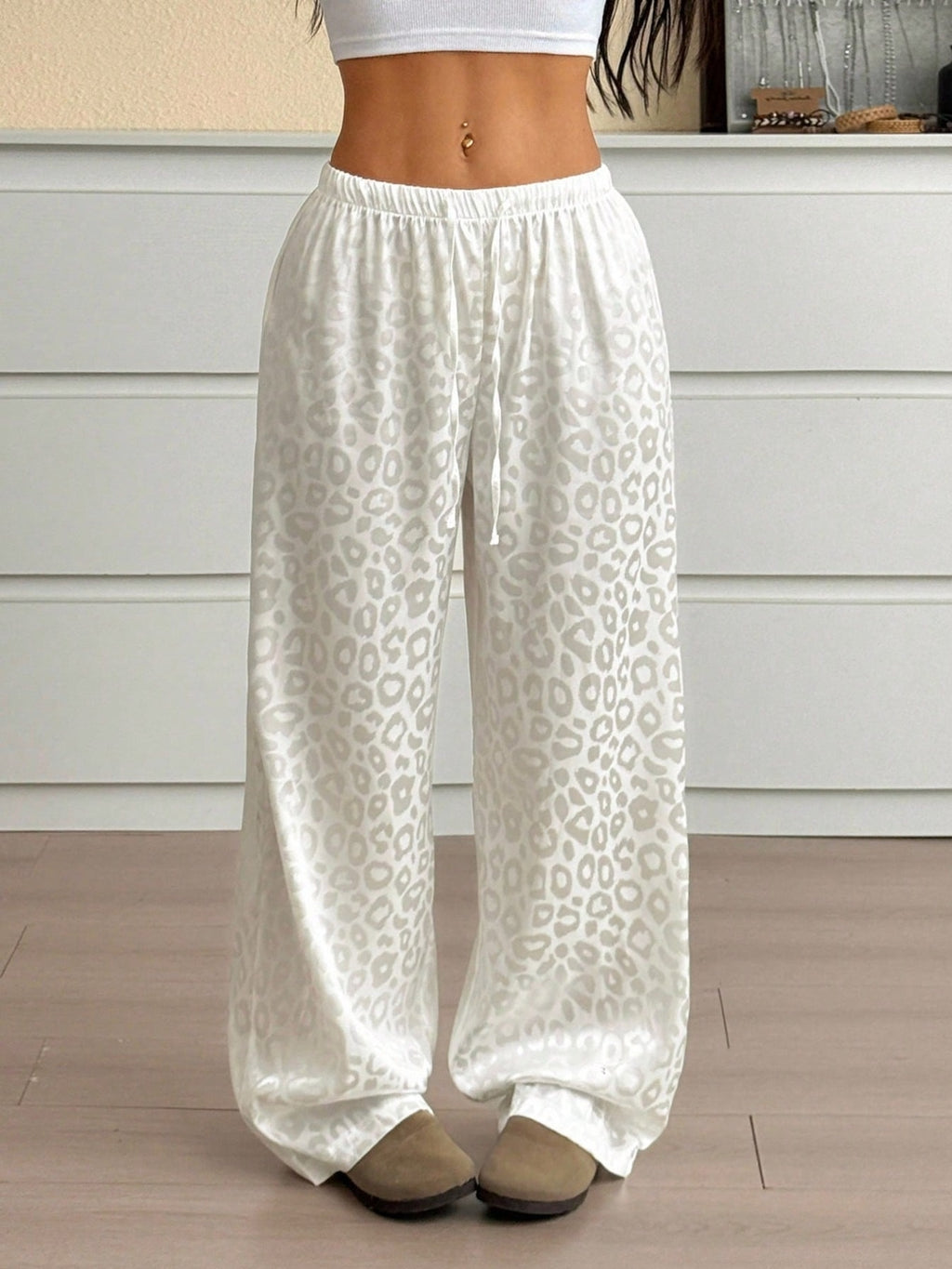 Leopard Print Wide Leg Pants - Girly Tea