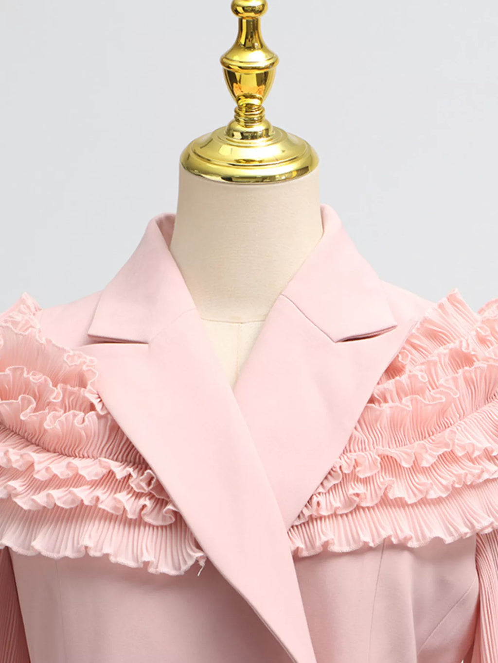 Frill Lapel Collar Top and Pleated Skirt Set - Girly Tea
