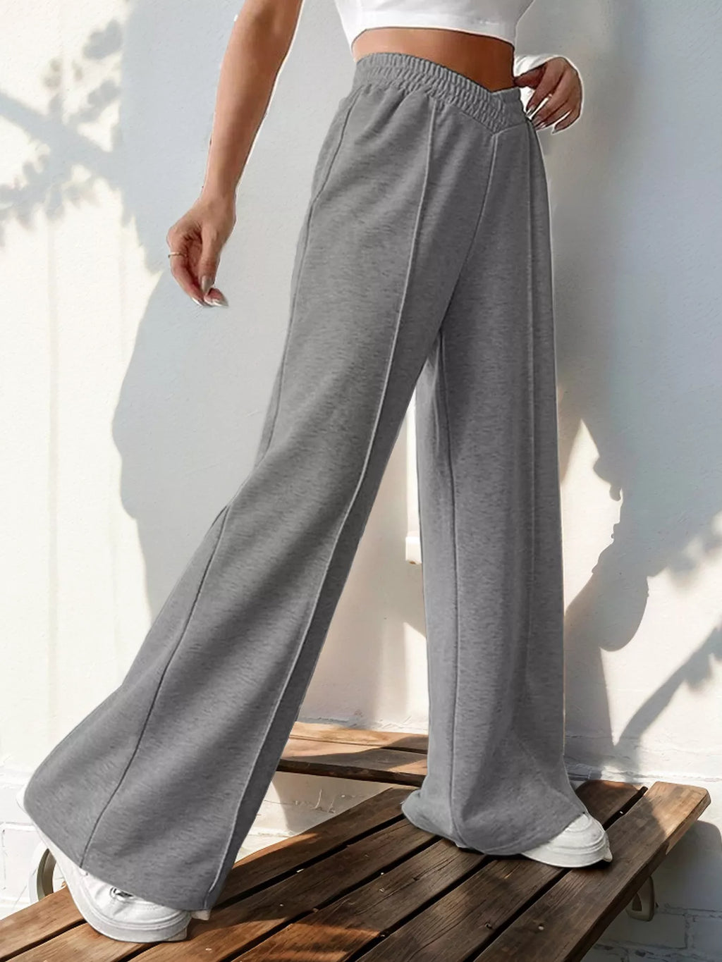 Wide Leg High Waist Pants - Girly Tea