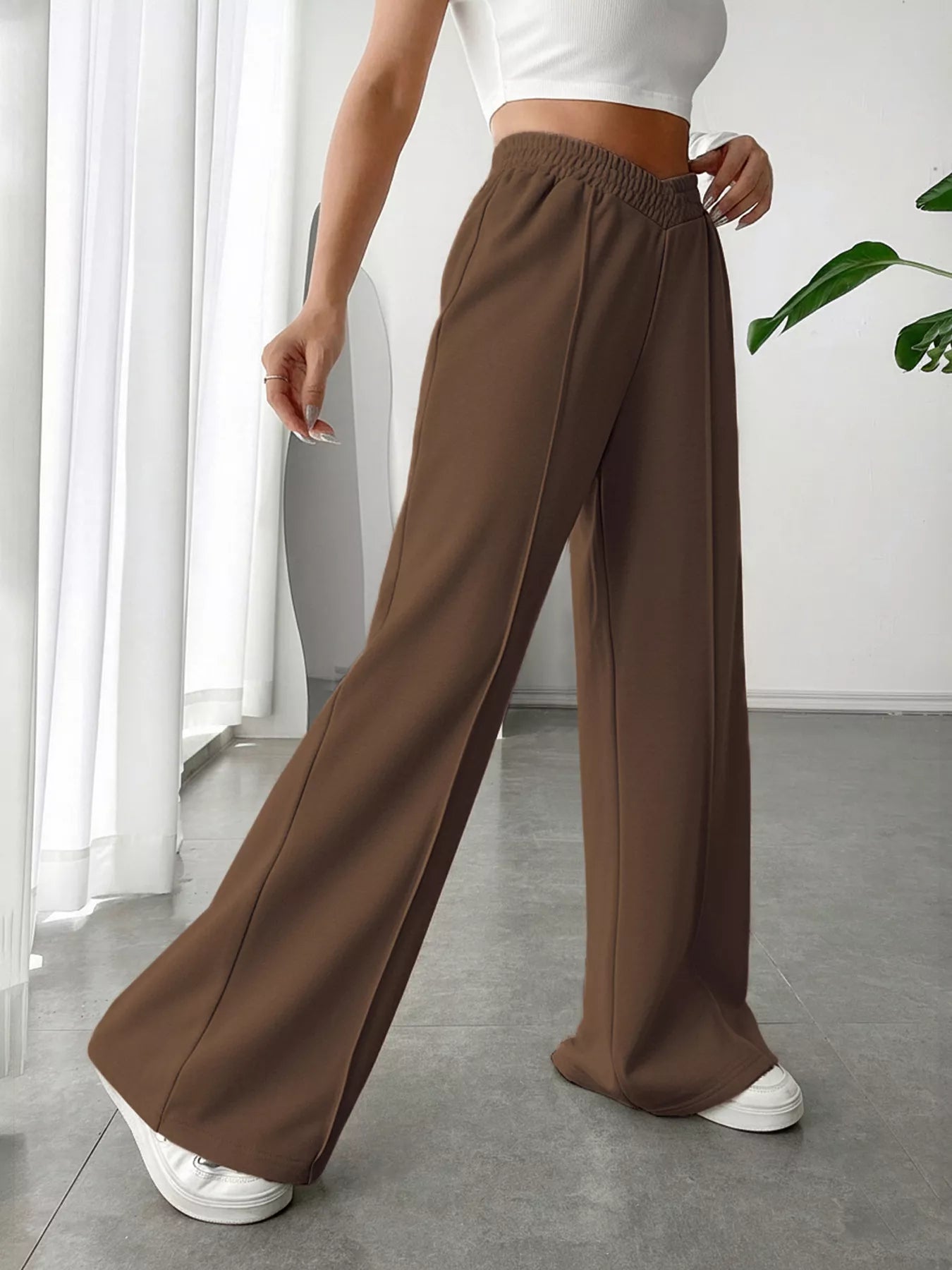 Wide Leg High Waist Pants - Girly Tea