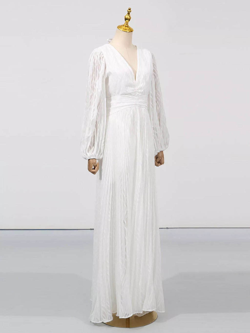 V-Neck Long Sleeve Maxi Dress - Girly Tea