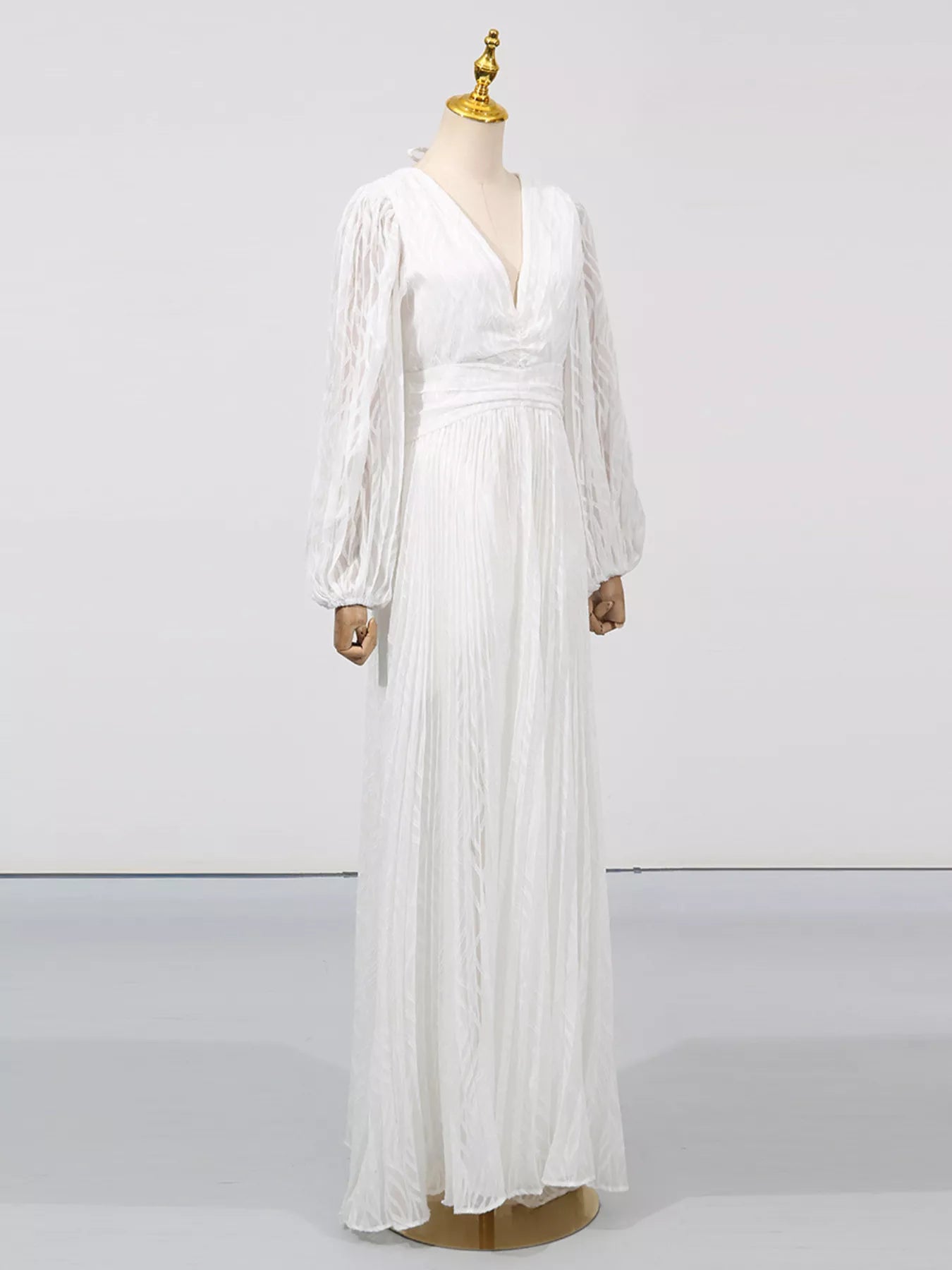 V-Neck Long Sleeve Maxi Dress - Girly Tea