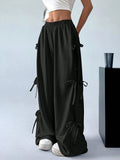 Cargo Wide Leg Pants with Side Tie Details - Girly Tea