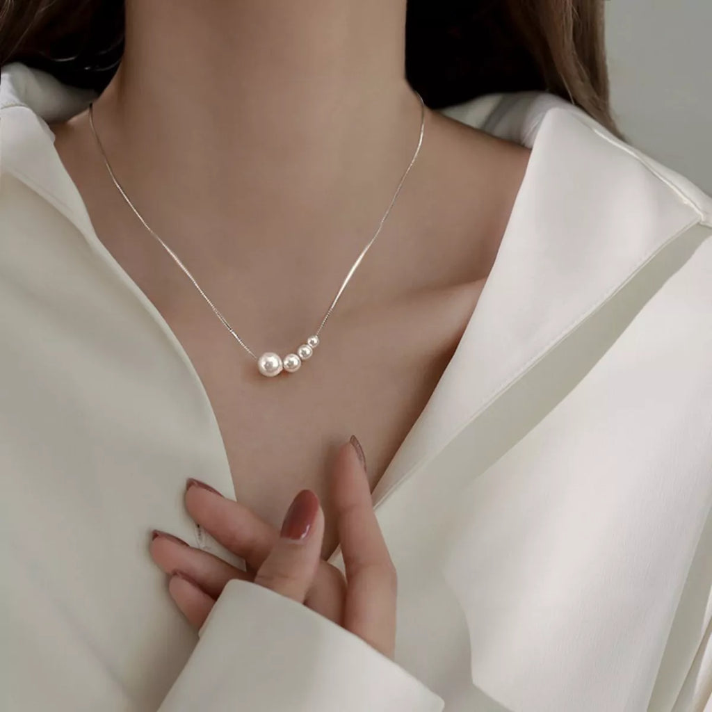 Pearl 925 Sterling Silver Necklace - Girly Tea