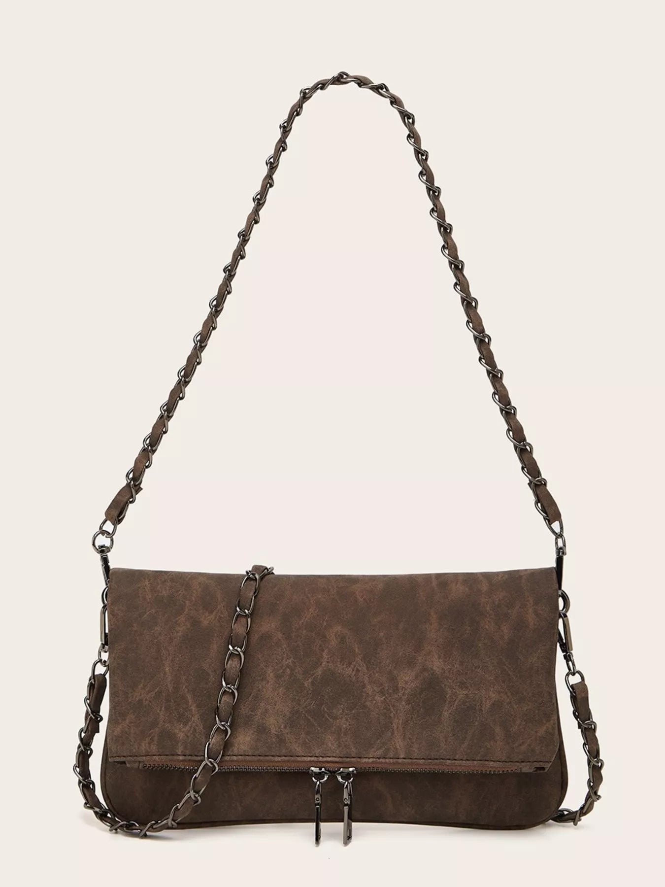 PU Leather Chain Strap Shoulder Bag - Girly Tea