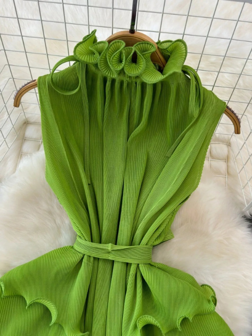 Ruffled Tiered Sleeveless Midi Dress - Girly Tea