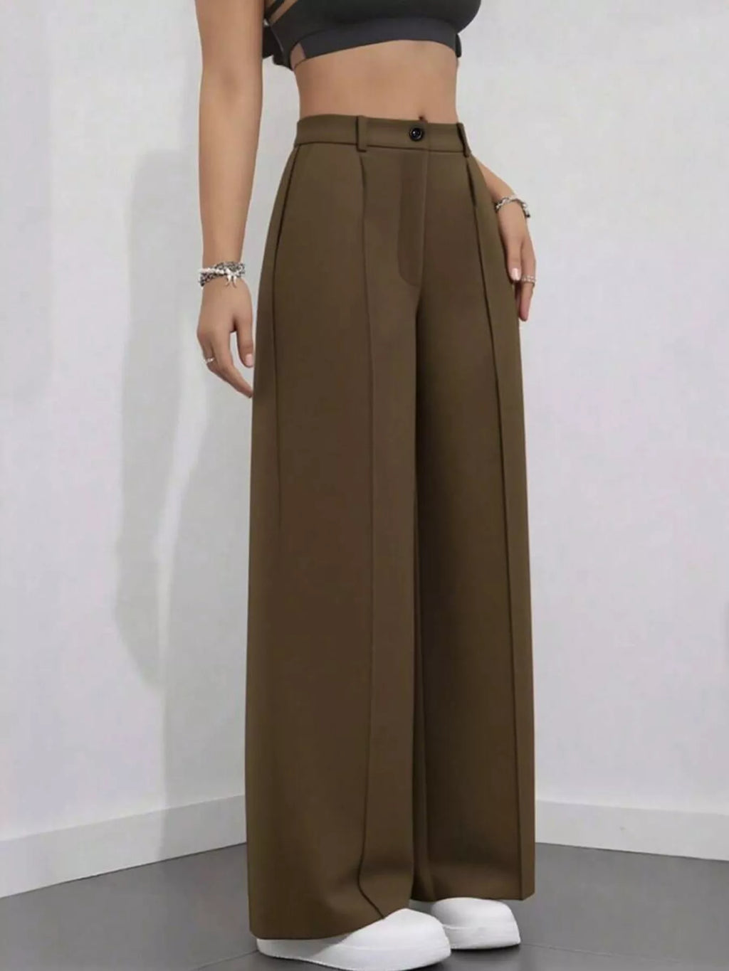 High-Waisted Wide Leg Pants - Girly Tea