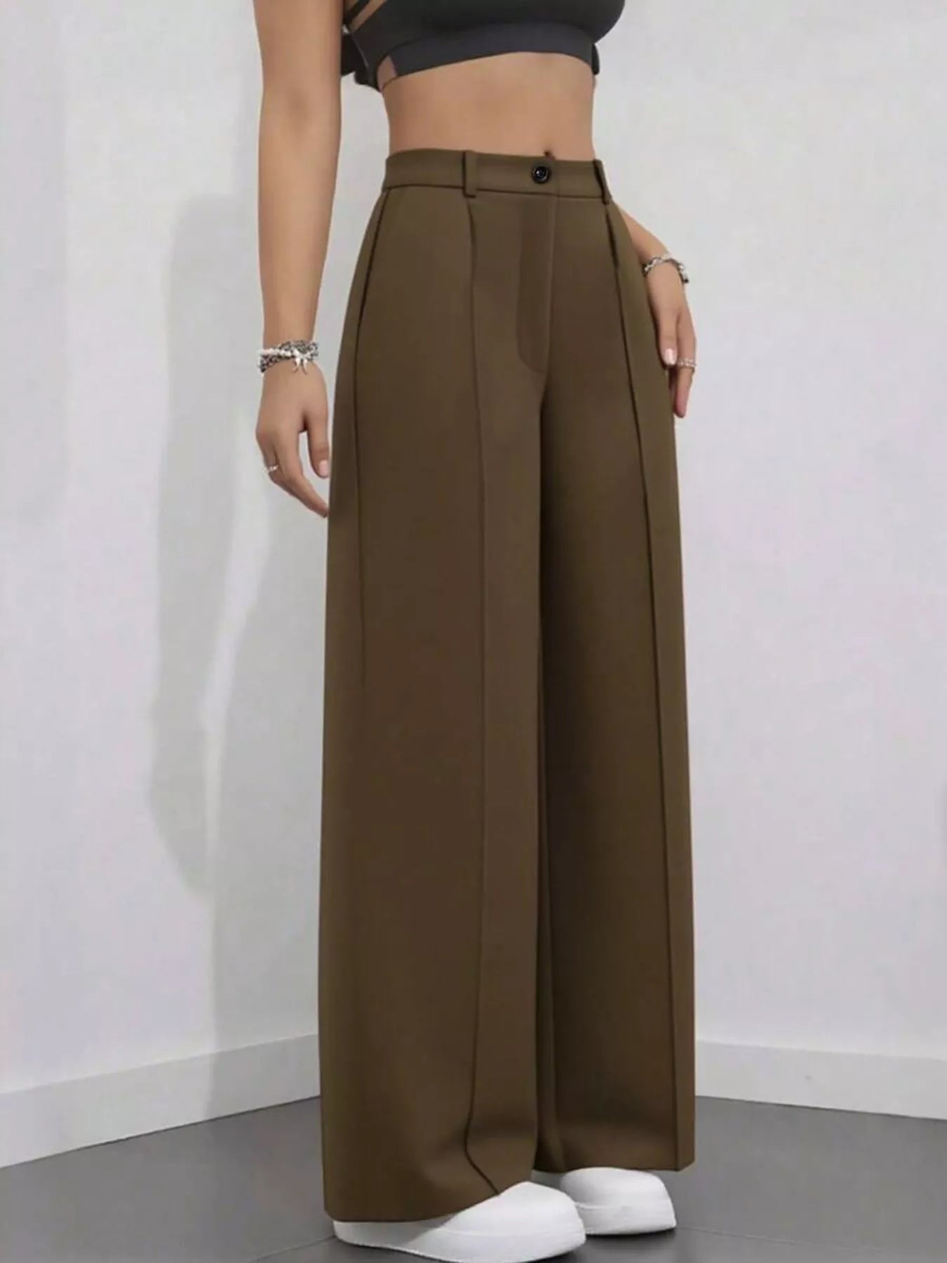 High-Waisted Wide Leg Pants - Girly Tea