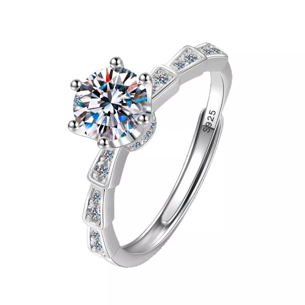 1 Carat Moissanite 925 Sterling Silver Ring - Girly Tea