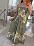 Floral Print Smocked Tube Maxi Dress - Girly Tea