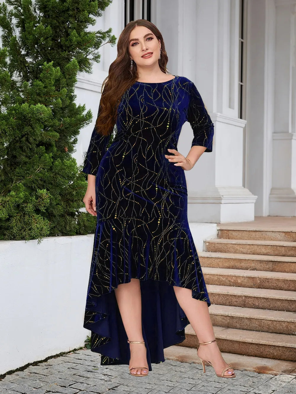 Plus Size Ruffle Hem High-Low Dress - Girly Tea
