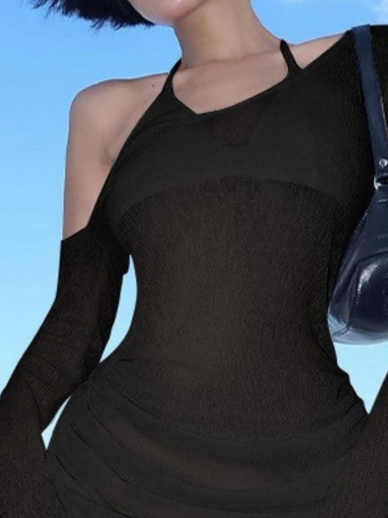 One-Shoulder Bell Sleeve Ruched Mini Cover-Up Dress - Girly Tea