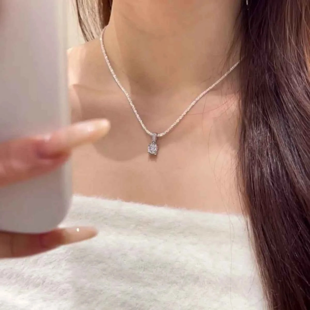 1 Carat 925 Sterling Silver Moissanite Necklace