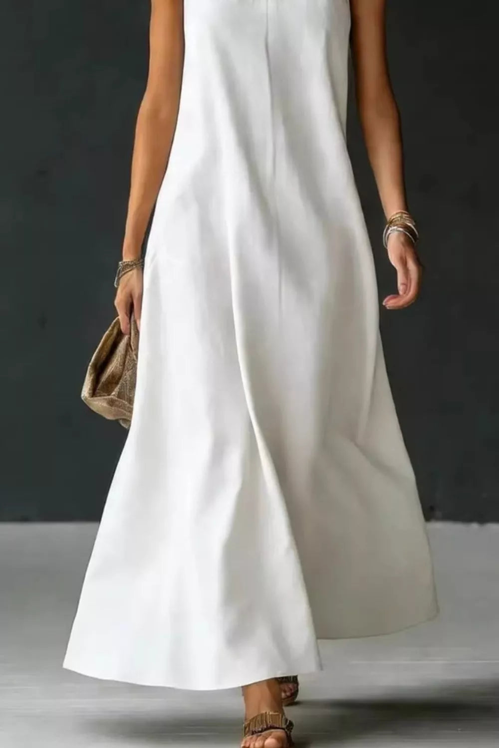 Halter Neck Sleeveless Maxi Dress - Girly Tea