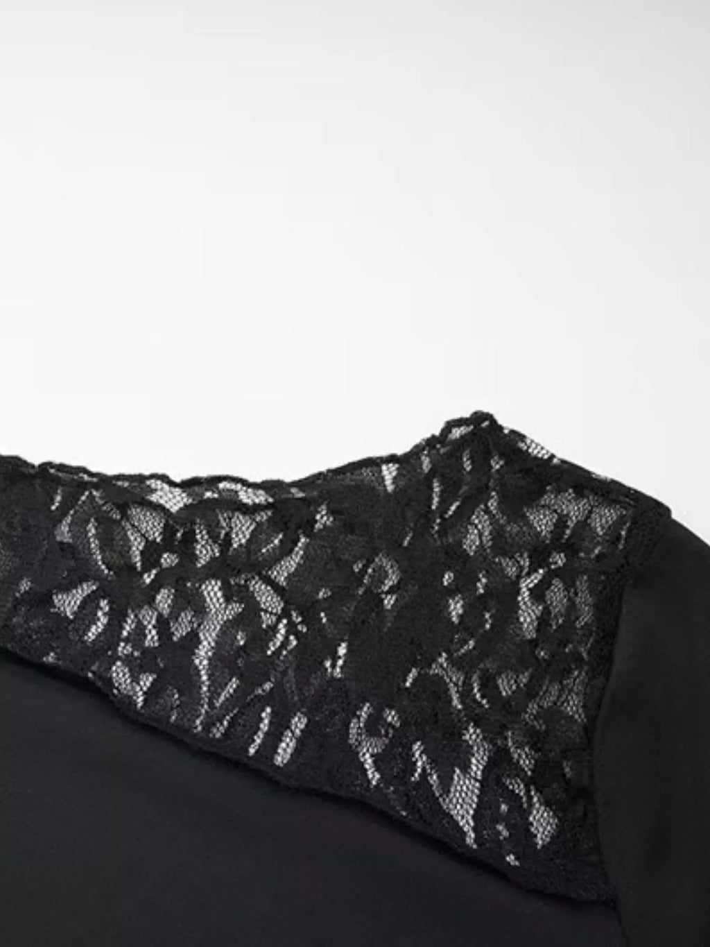 Asymmetrical Lace Trim Long Sleeve T-Shirt - Girly Tea