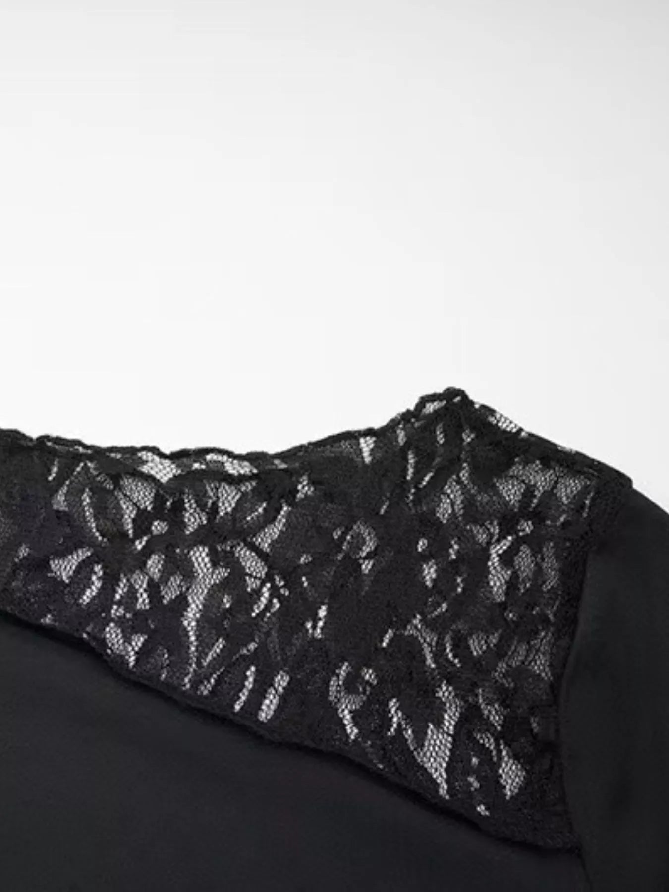 Asymmetrical Lace Trim Long Sleeve T-Shirt - Girly Tea