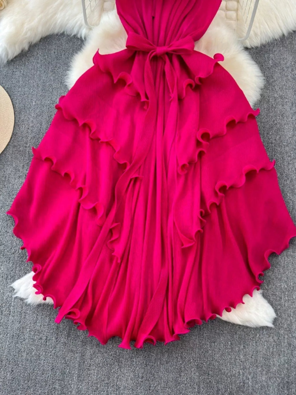 Ruffled Tiered Sleeveless Midi Dress - Girly Tea