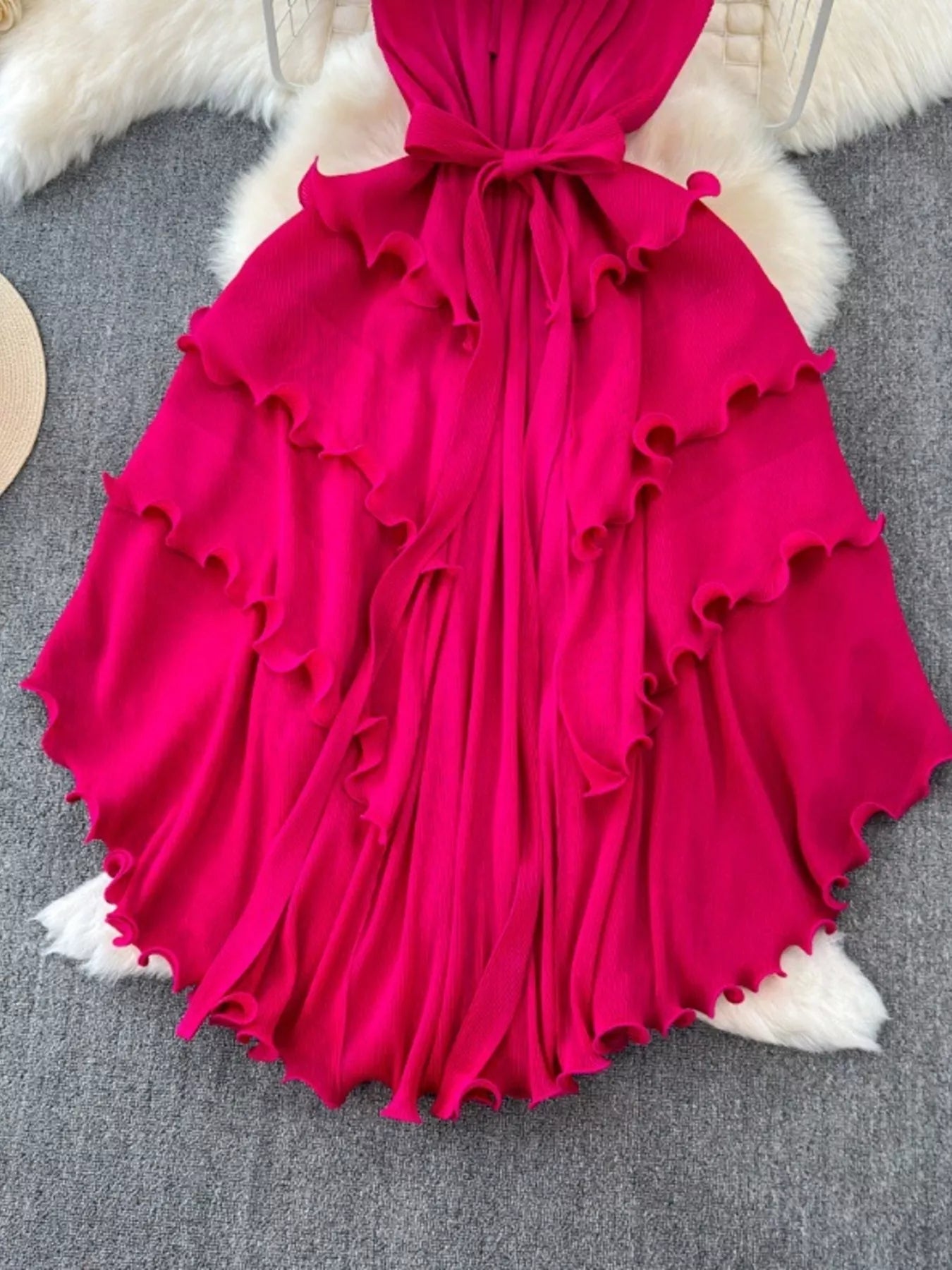 Ruffled Tiered Sleeveless Midi Dress - Girly Tea