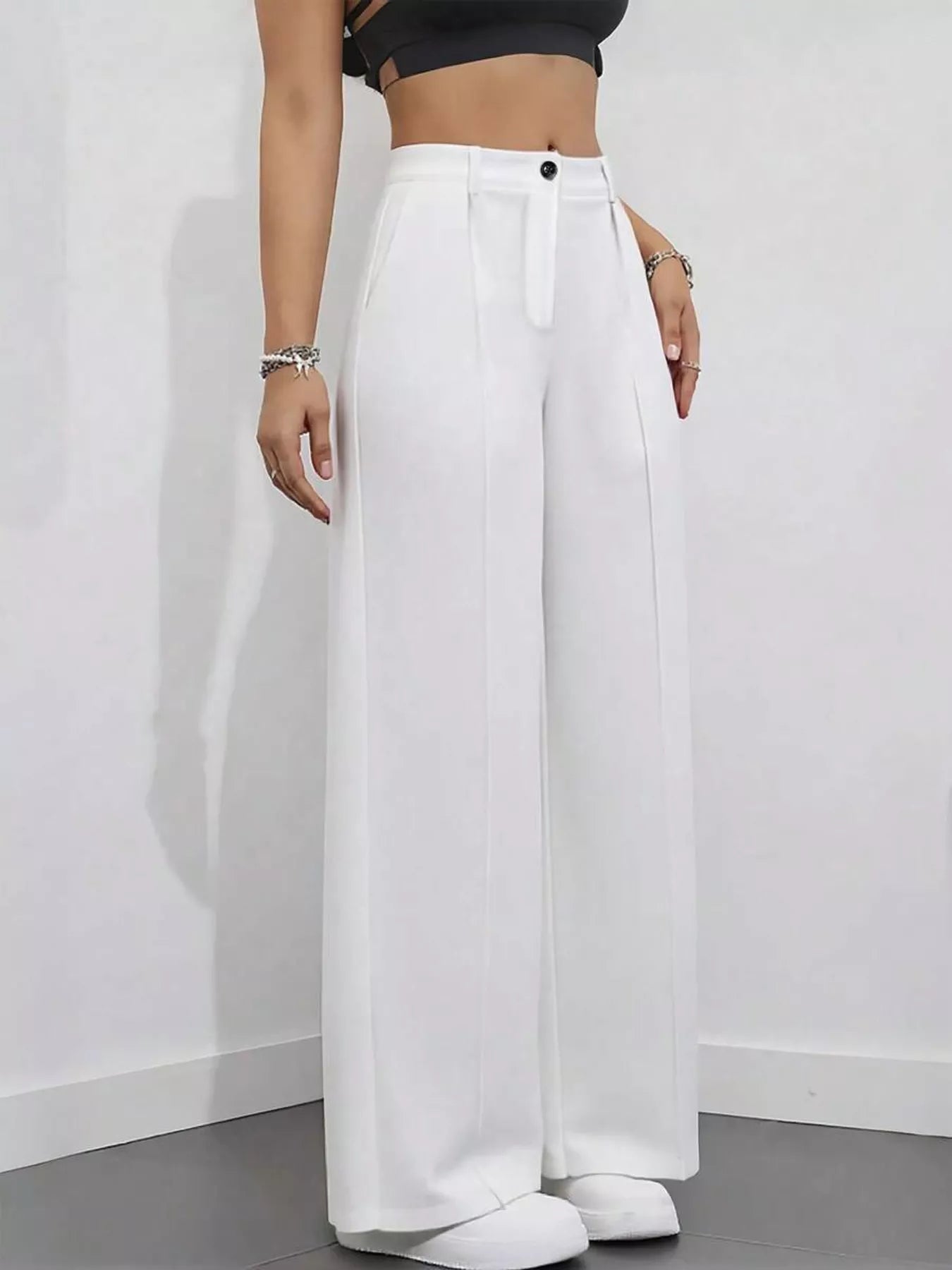 High-Waisted Wide Leg Pants - Girly Tea