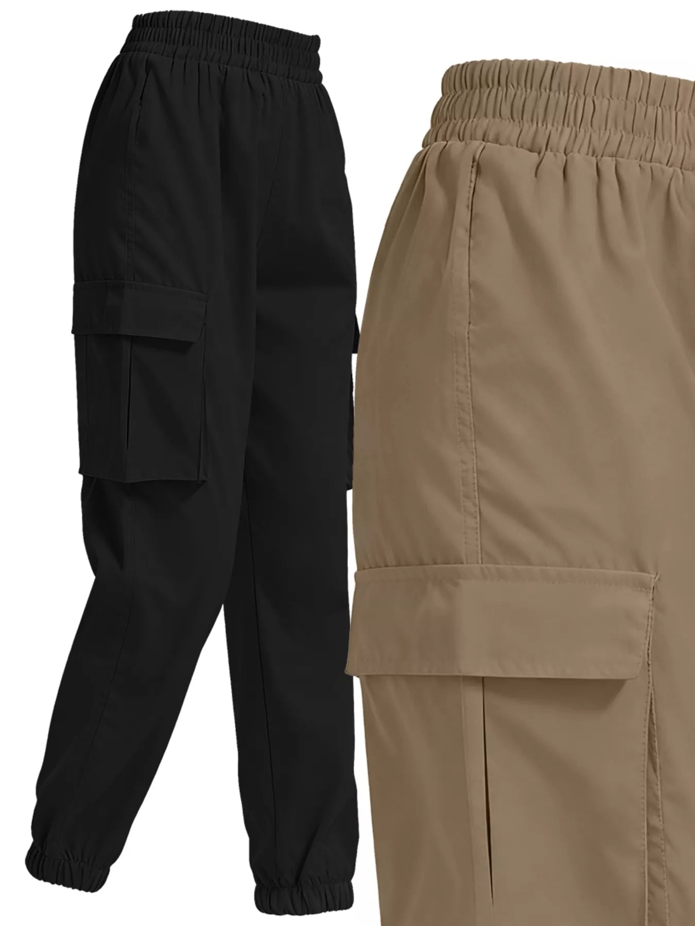 2 Piece Elastic Waist Cargo Pants - Girly Tea