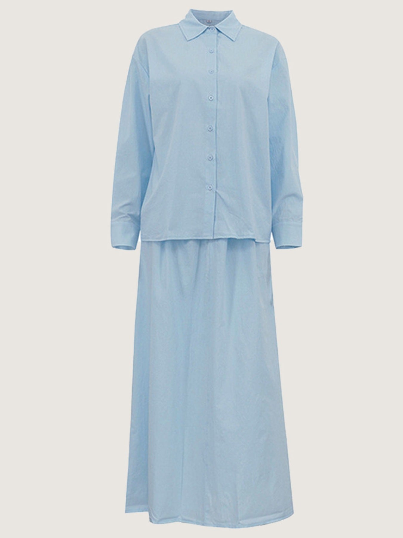 Tie-Front Shirt and Maxi Skirt Set - Girly Tea