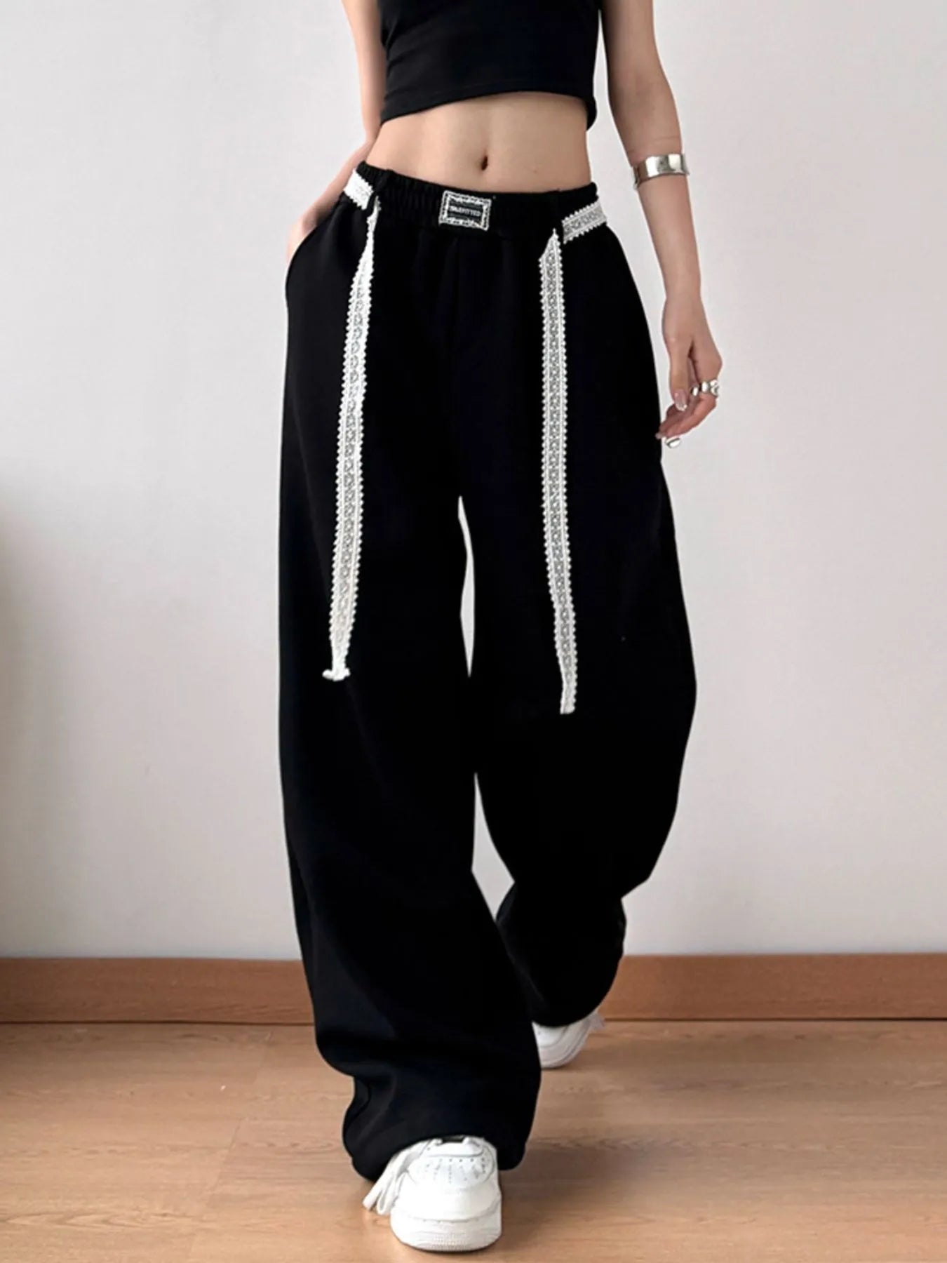 Elastic Waist Wide Leg Pants - Girly Tea
