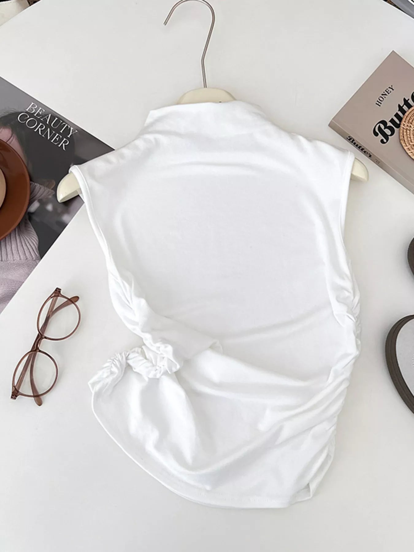 Ruched Mock Neck Tank - Girly Tea