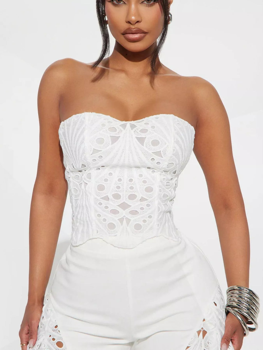 Cutout Tube Top and Wide Leg Pants Set - Girly Tea
