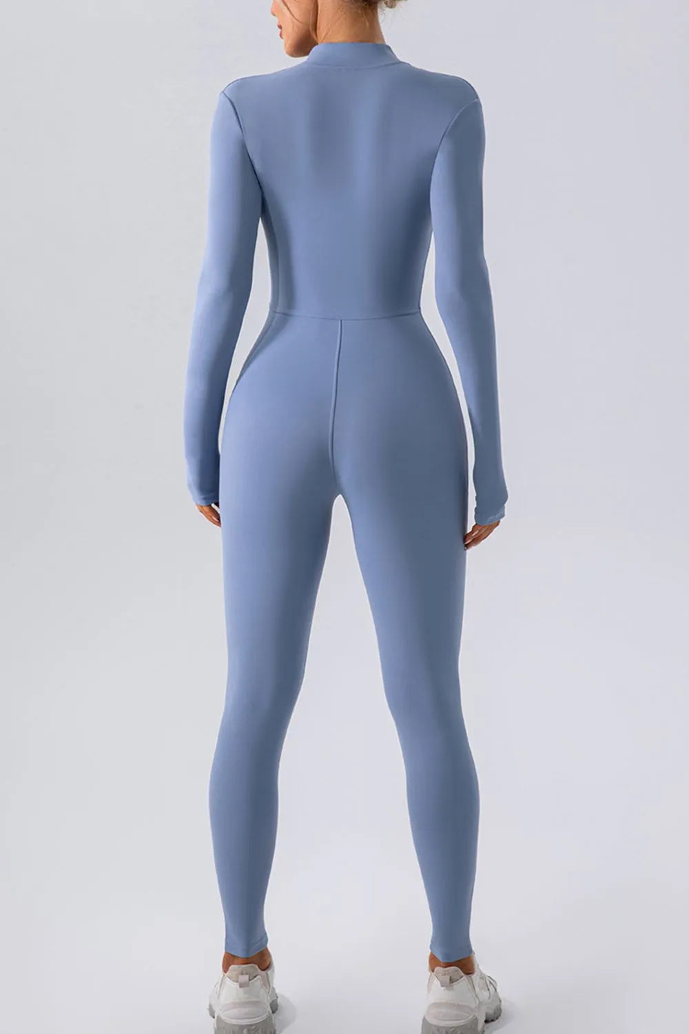 Half Zip Mock Neck Active Jumpsuit - Girly Tea