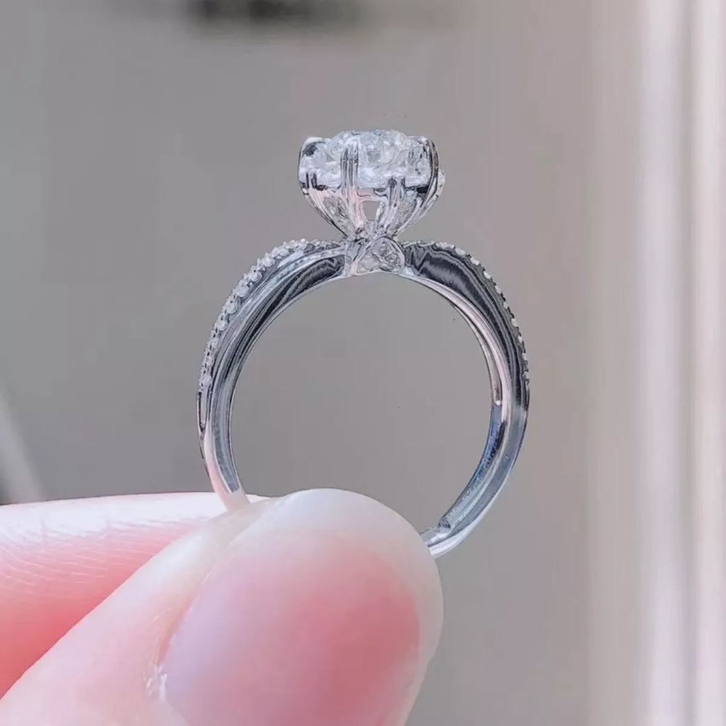1 Carat 925 Sterling Silver Moissanite Ring - Girly Tea