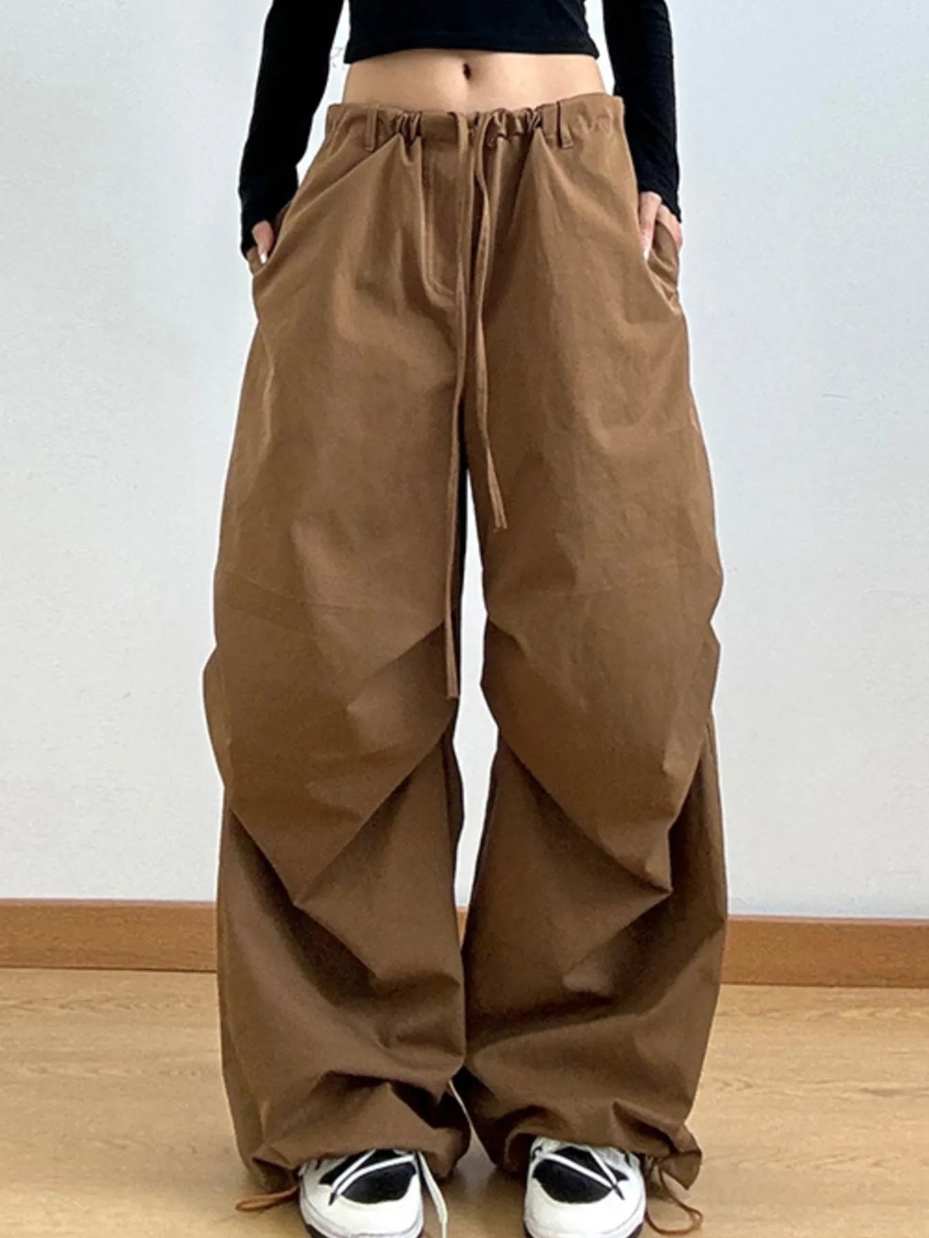Wide Leg Casual Drawstring Pants - Girly Tea