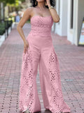 Hollow-Out Tube Top and Pants Two-Piece Set - Girly Tea