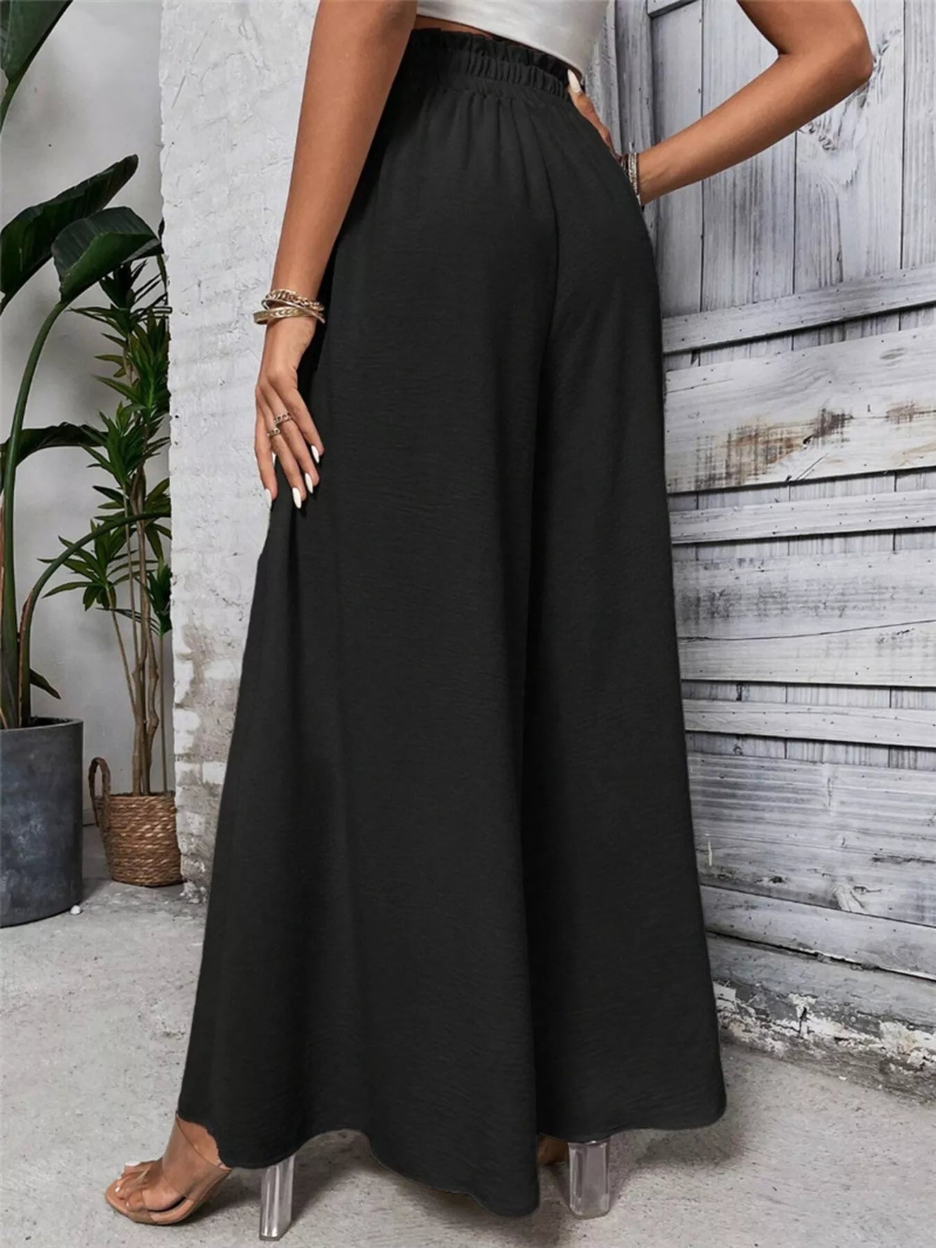 Frill Wide Leg Pants - Girly Tea