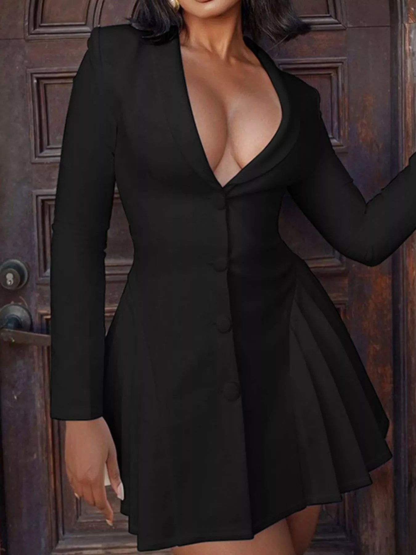 Button Down Blazer Pleated Mini Dress - Girly Tea