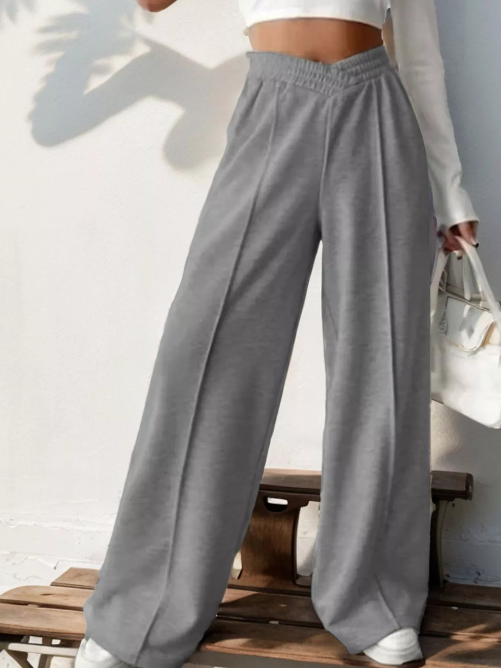 Wide Leg High Waist Pants - Girly Tea