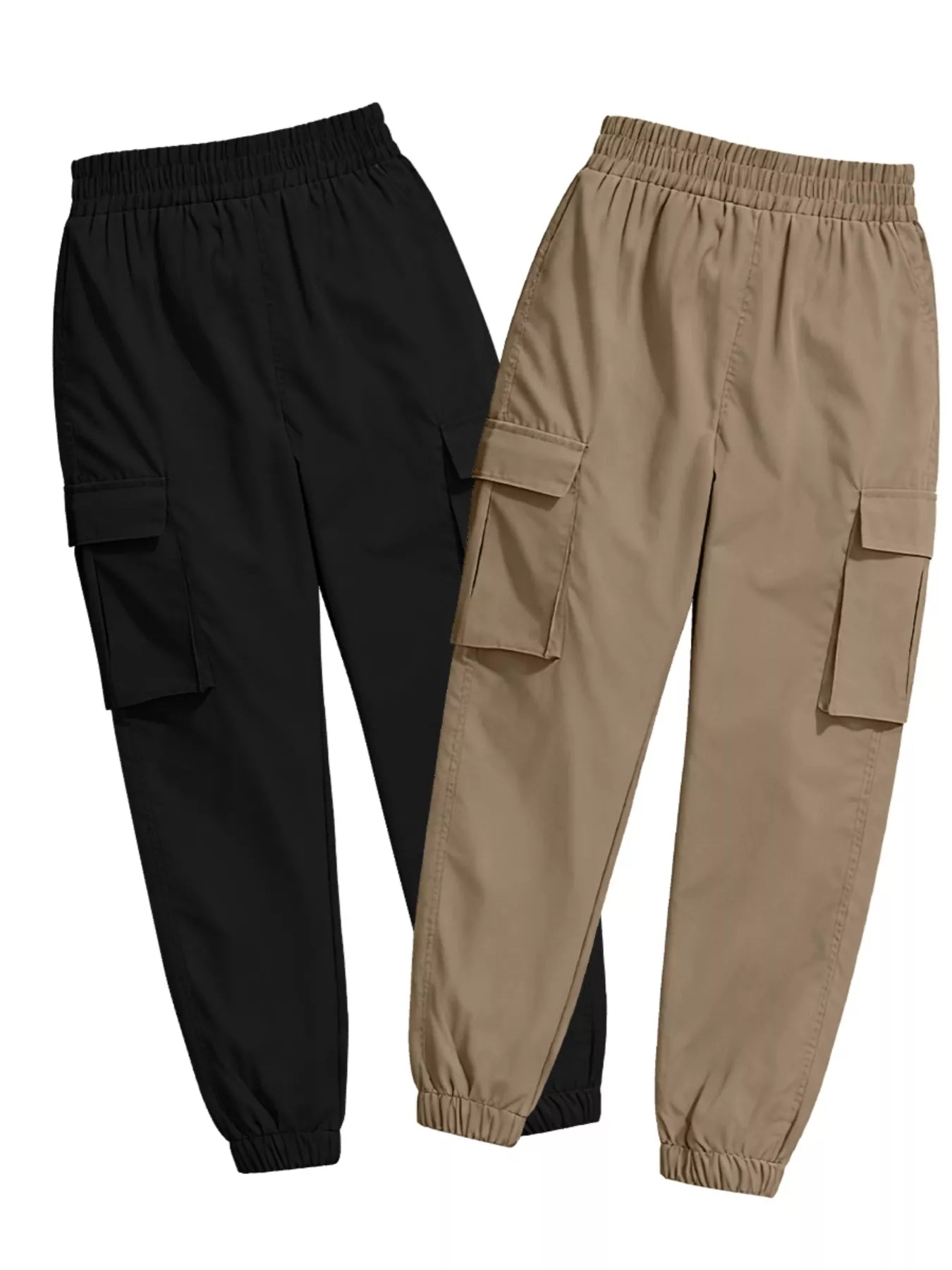 2 Piece Elastic Waist Cargo Pants - Girly Tea