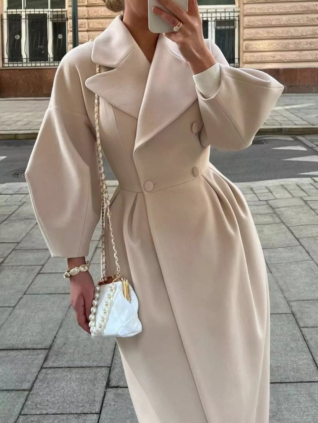Double-Breasted Longline Coat - Girly Tea