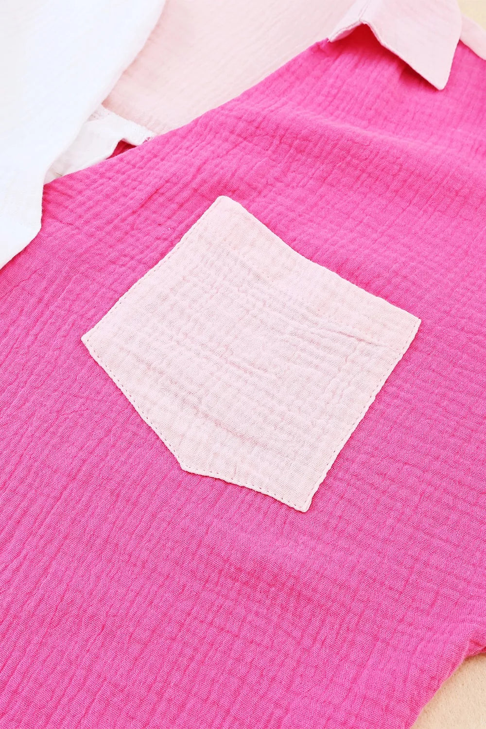 Color Block Casual Button Up Shirt - Girly Tea