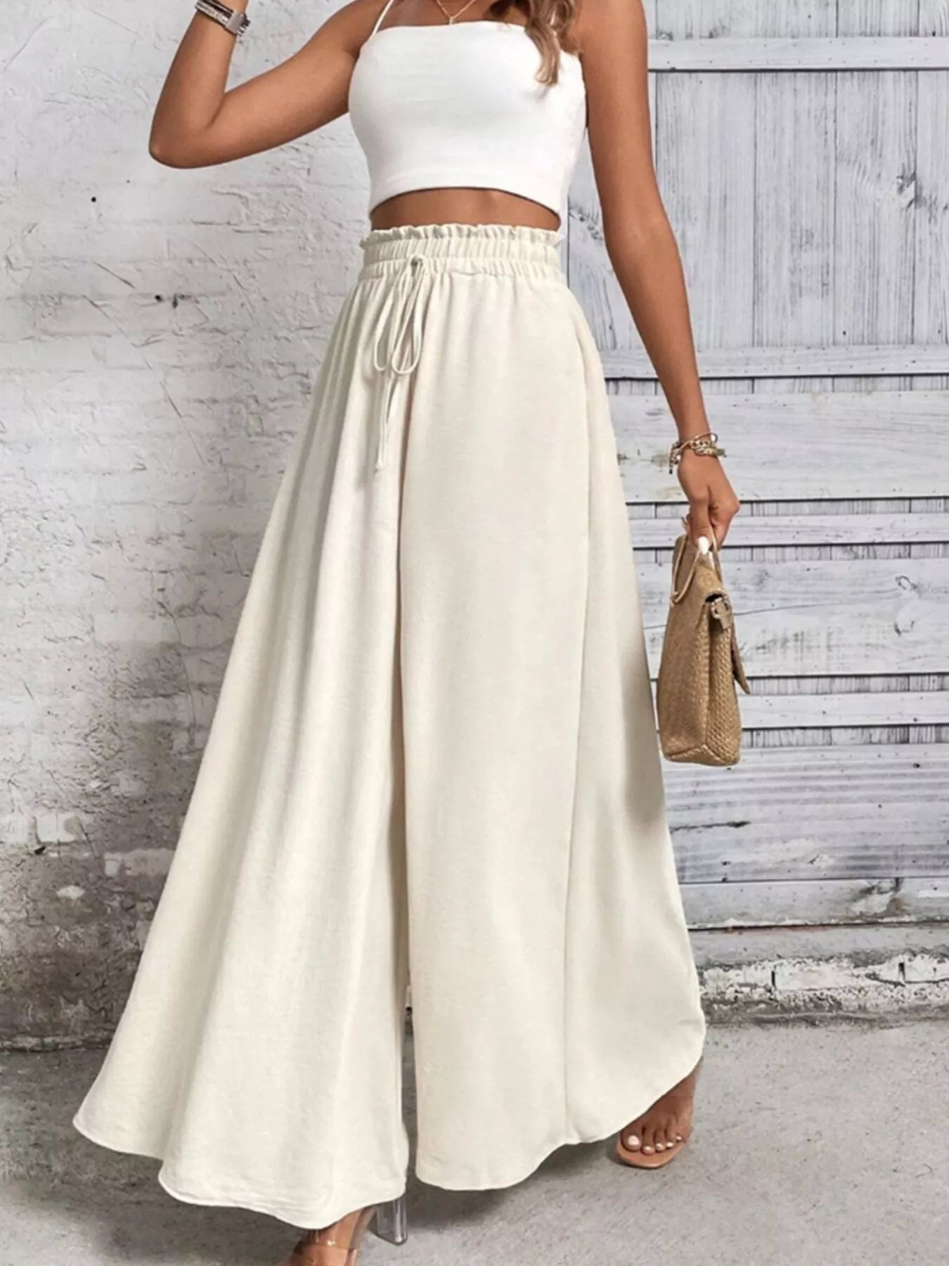 Frill Wide Leg Pants - Girly Tea
