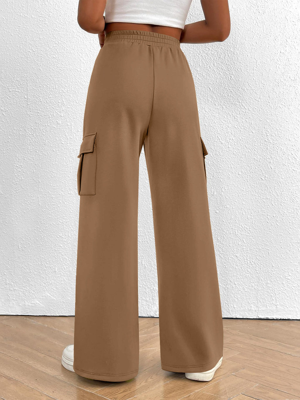 Casual High Waist Cargo Pants with Drawstring - Girly Tea