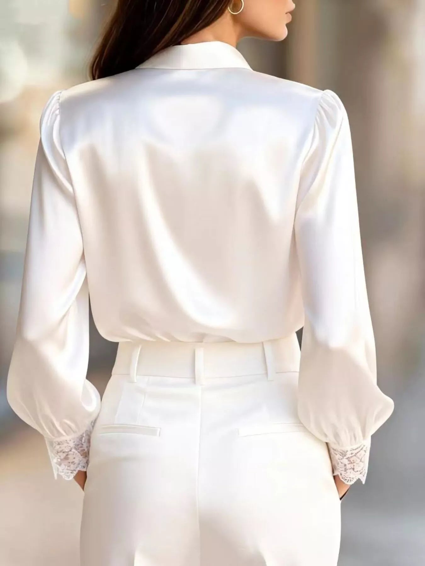 Lace Detail Long Sleeve Shirt - Girly Tea