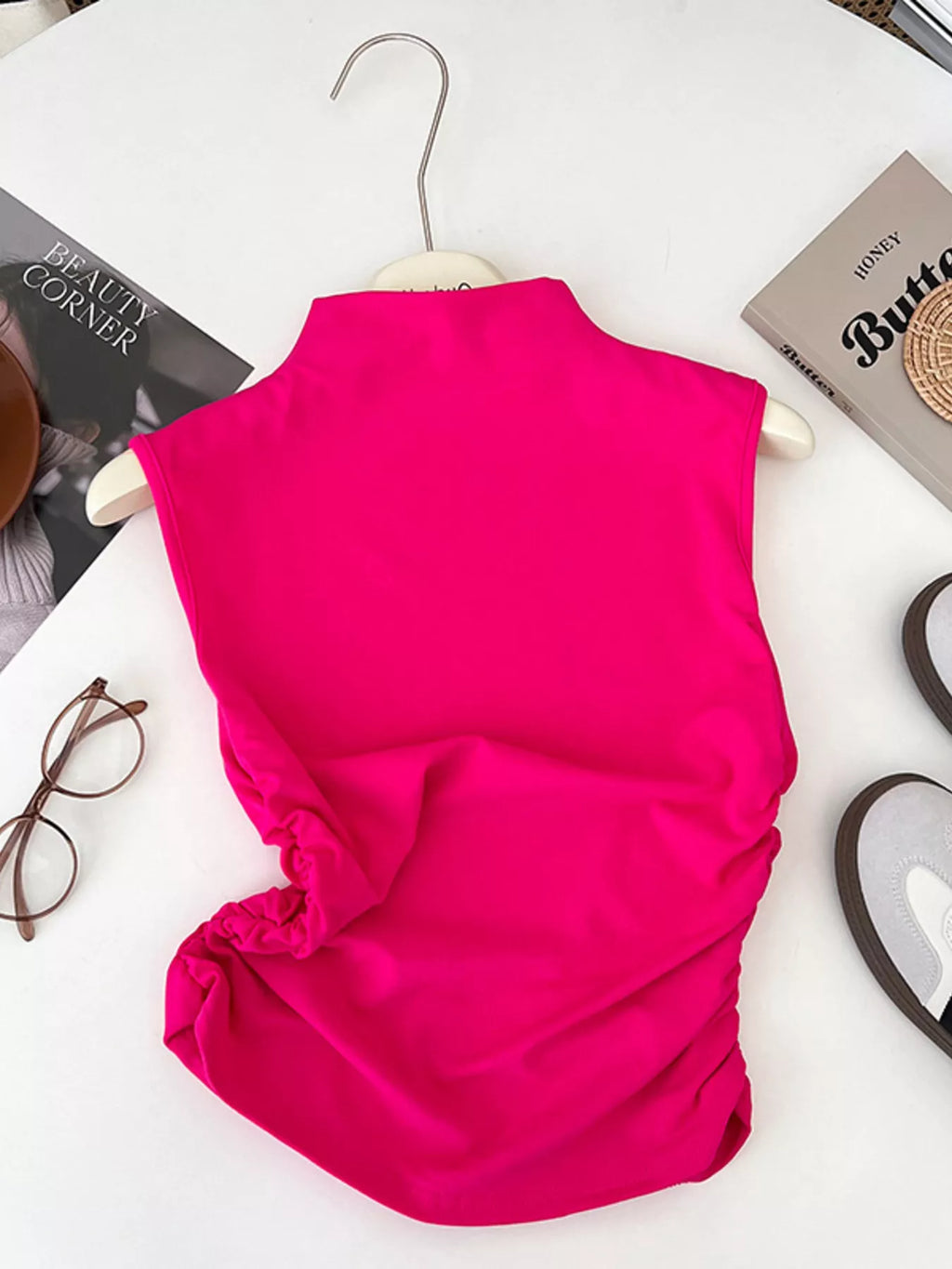 Ruched Mock Neck Tank - Girly Tea