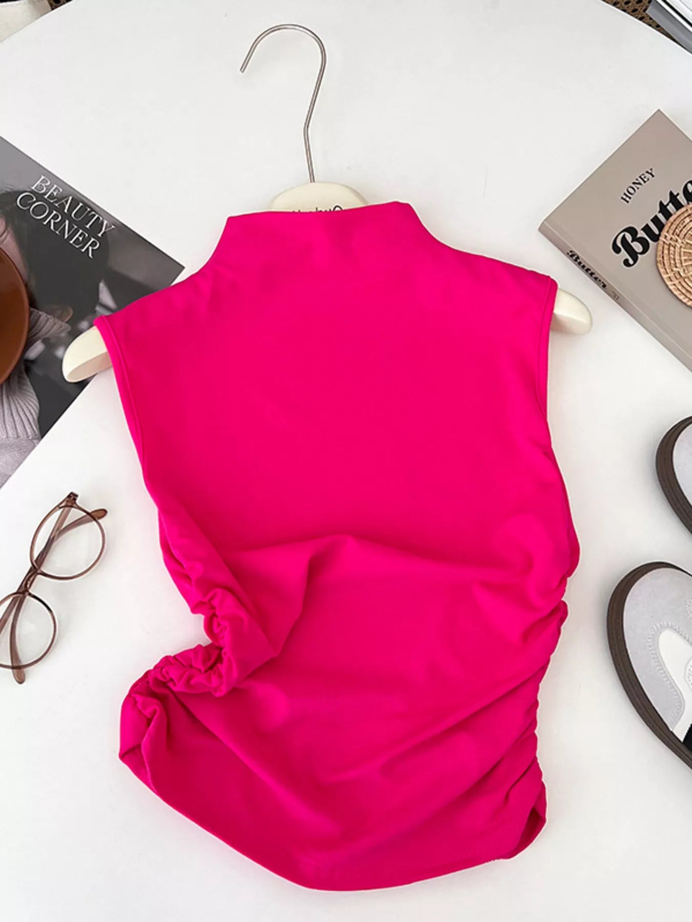 Ruched Mock Neck Tank - Girly Tea