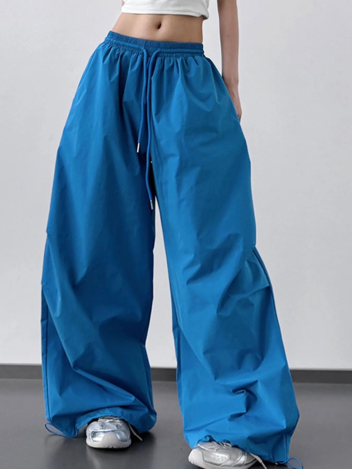 Letter Back Wide Leg Drawstring Pants - Girly Tea