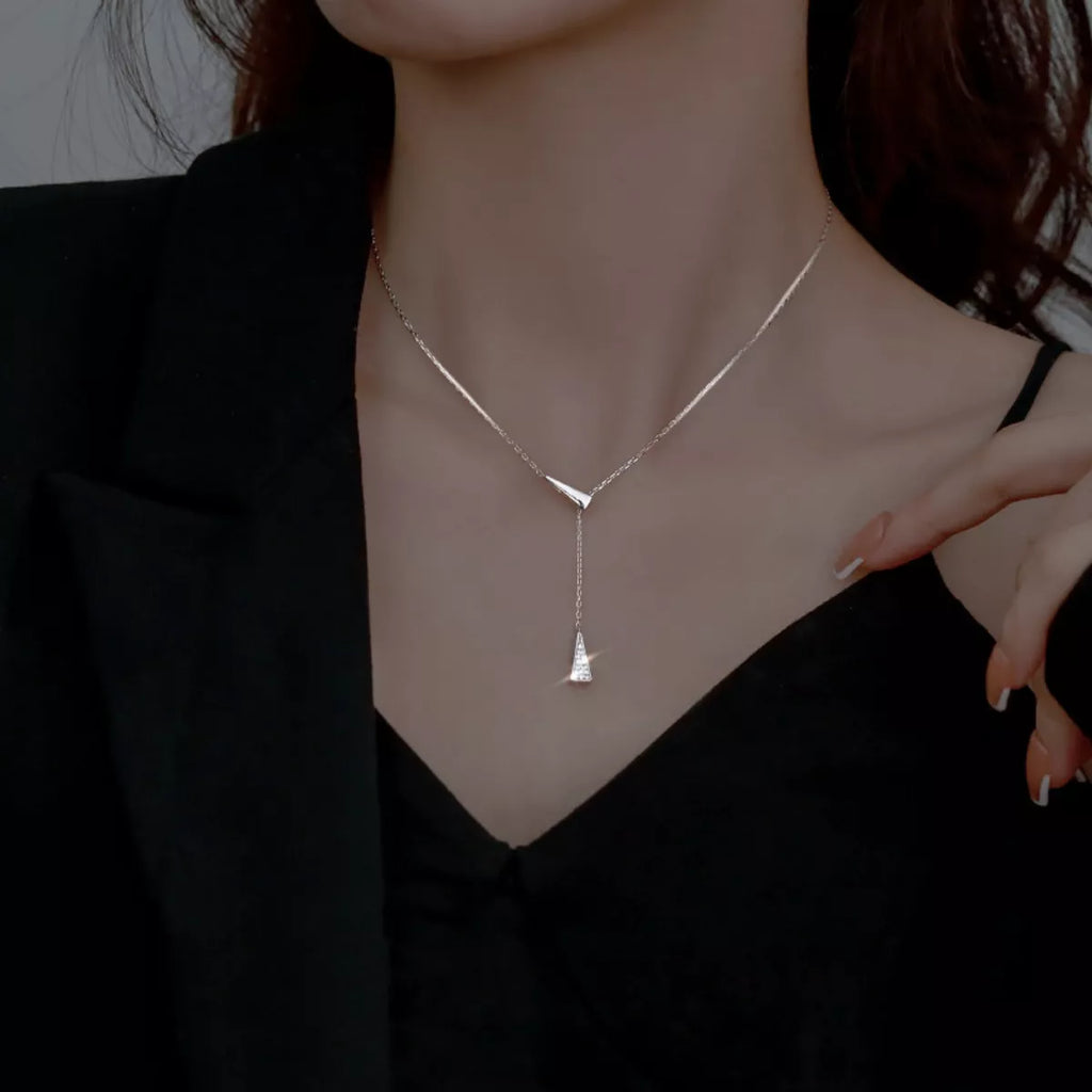 Triangle Pendant Y Necklace - Girly Tea