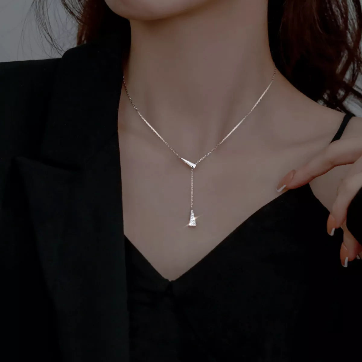 Triangle Pendant Y Necklace - Girly Tea