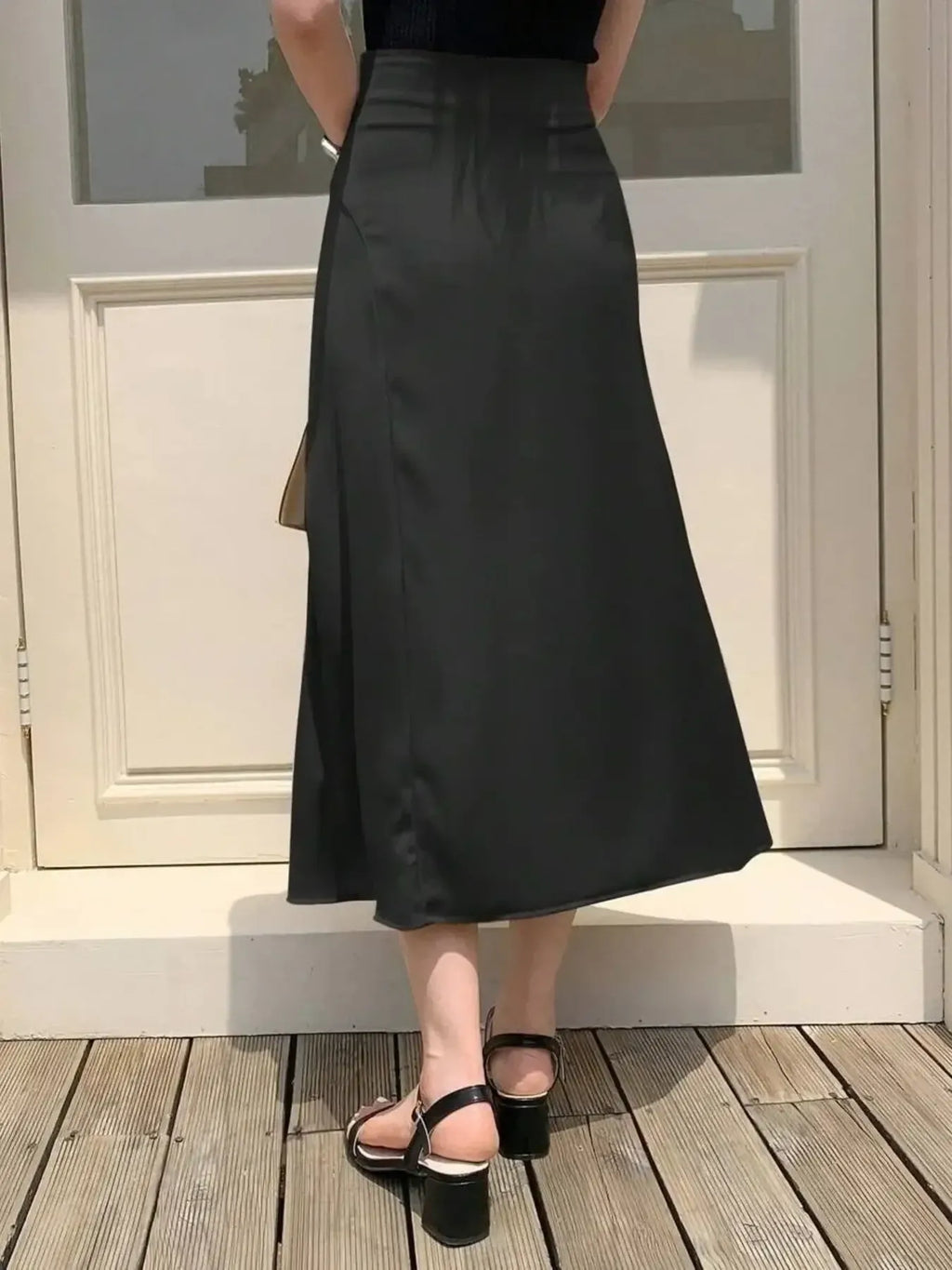 Asymmetric Wrap Midi Skirt with Fluted Hem - Girly Tea