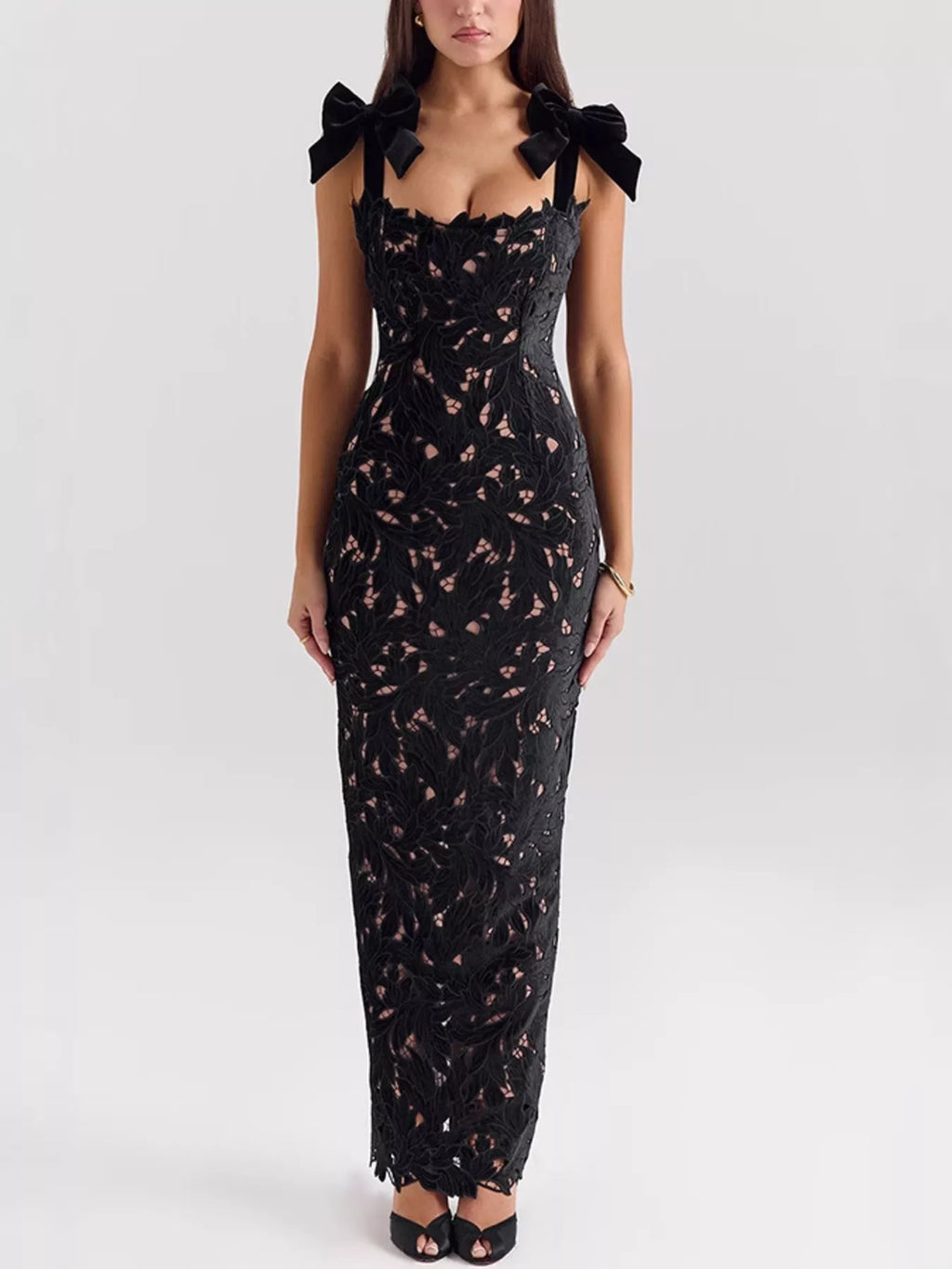 Slit Tie Shoulder Maxi Dress - Girly Tea