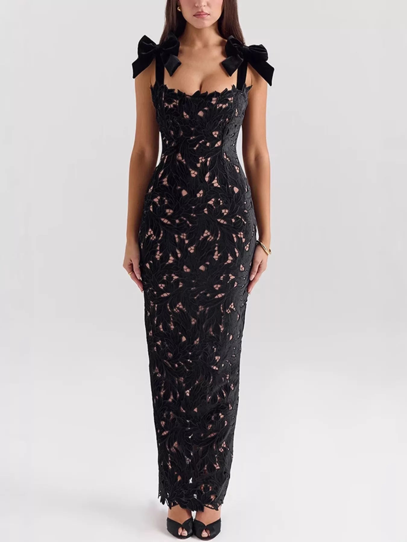 Slit Tie Shoulder Maxi Dress - Girly Tea