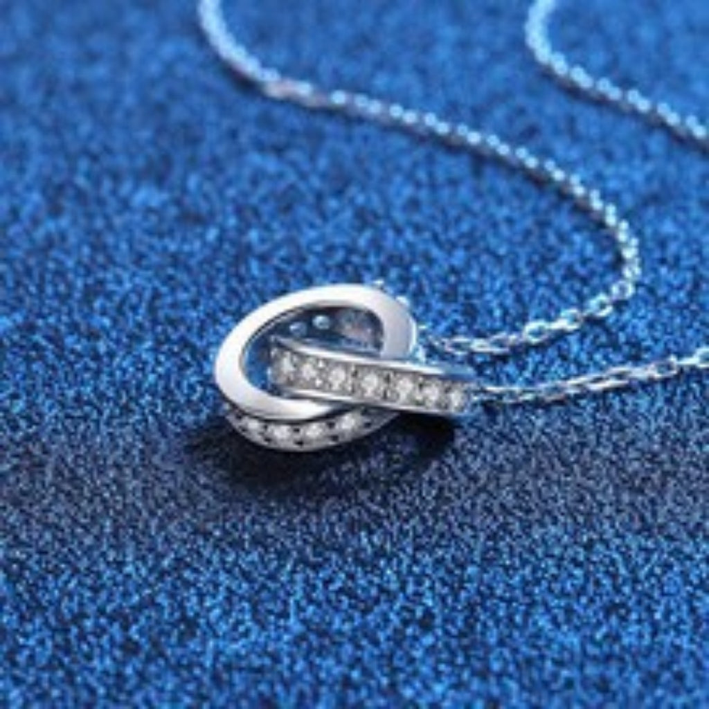 925 Sterling Silver Double Circle Pendant Necklace - Girly Tea